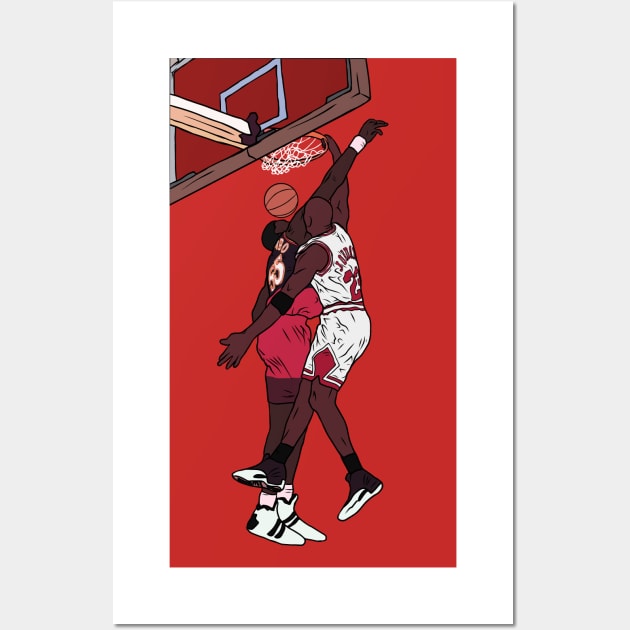 Michael Jordan Dunk on Dikembe Mutombo Wall Art by rattraptees